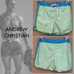 Andrew Christian Swim Trunks 32 waist 5" inseam Gently worn 100% polyester